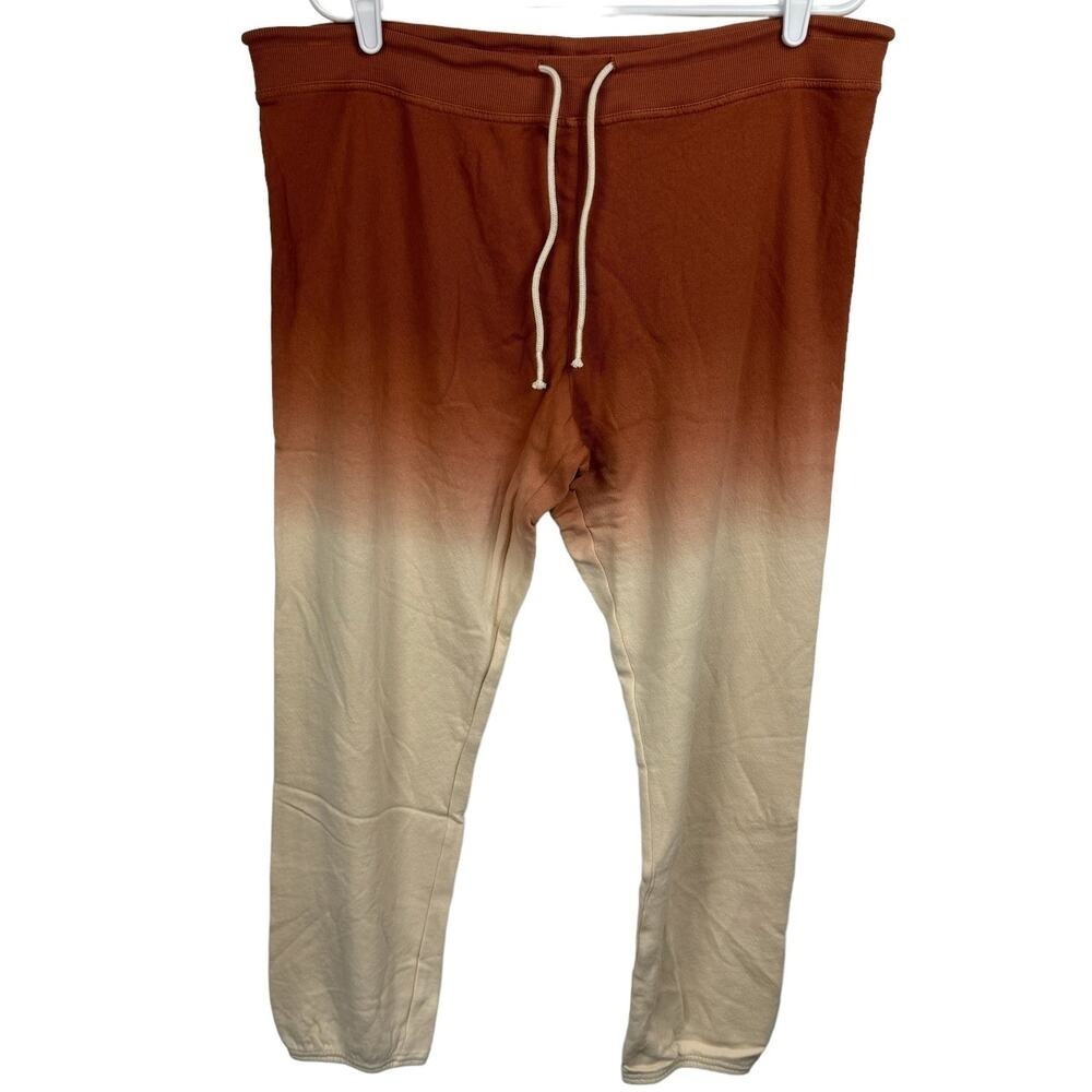 Marine Layer‎ Women's Blake Vintage Terry Jogger Amber Brown Dip Dye Size XL